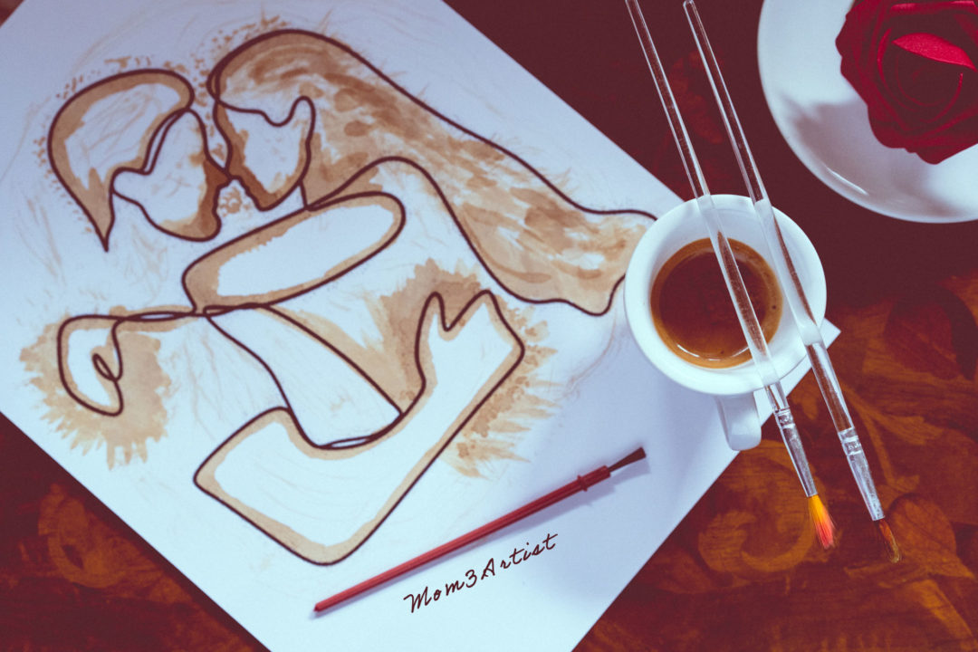 Il disegno al caffè, composizione foto e arte