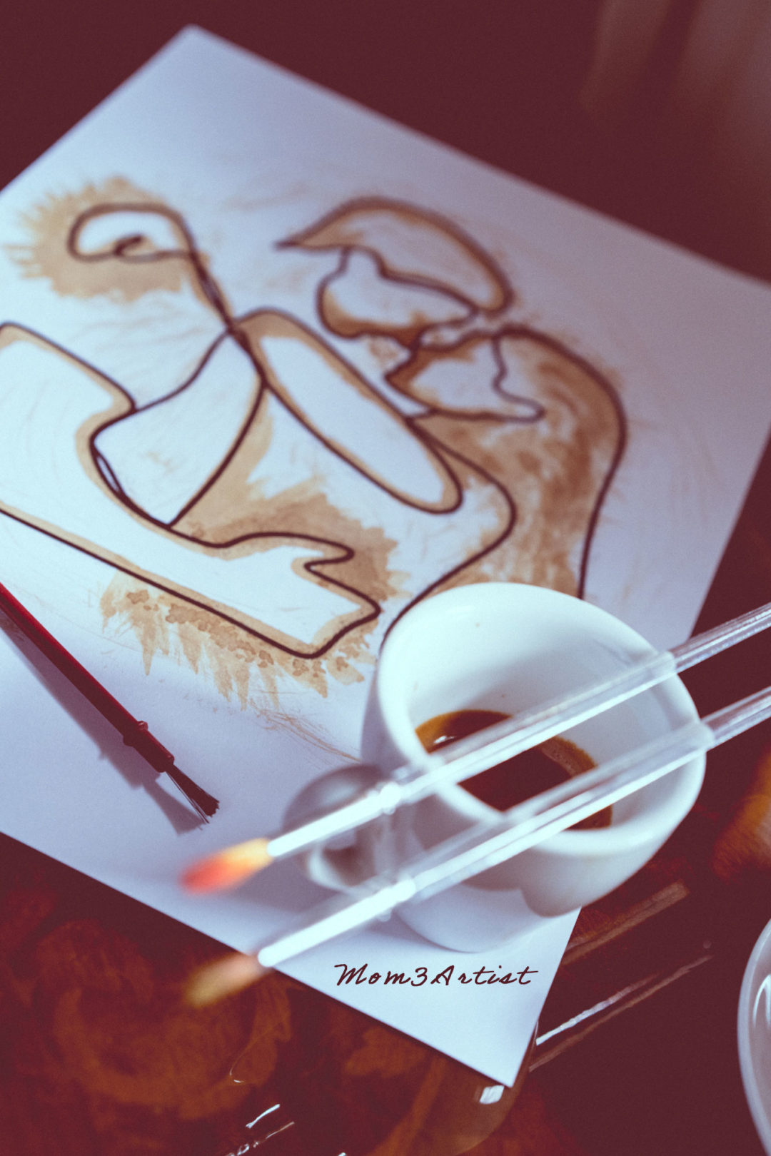 Il disegno al caffè, composizione foto e arte